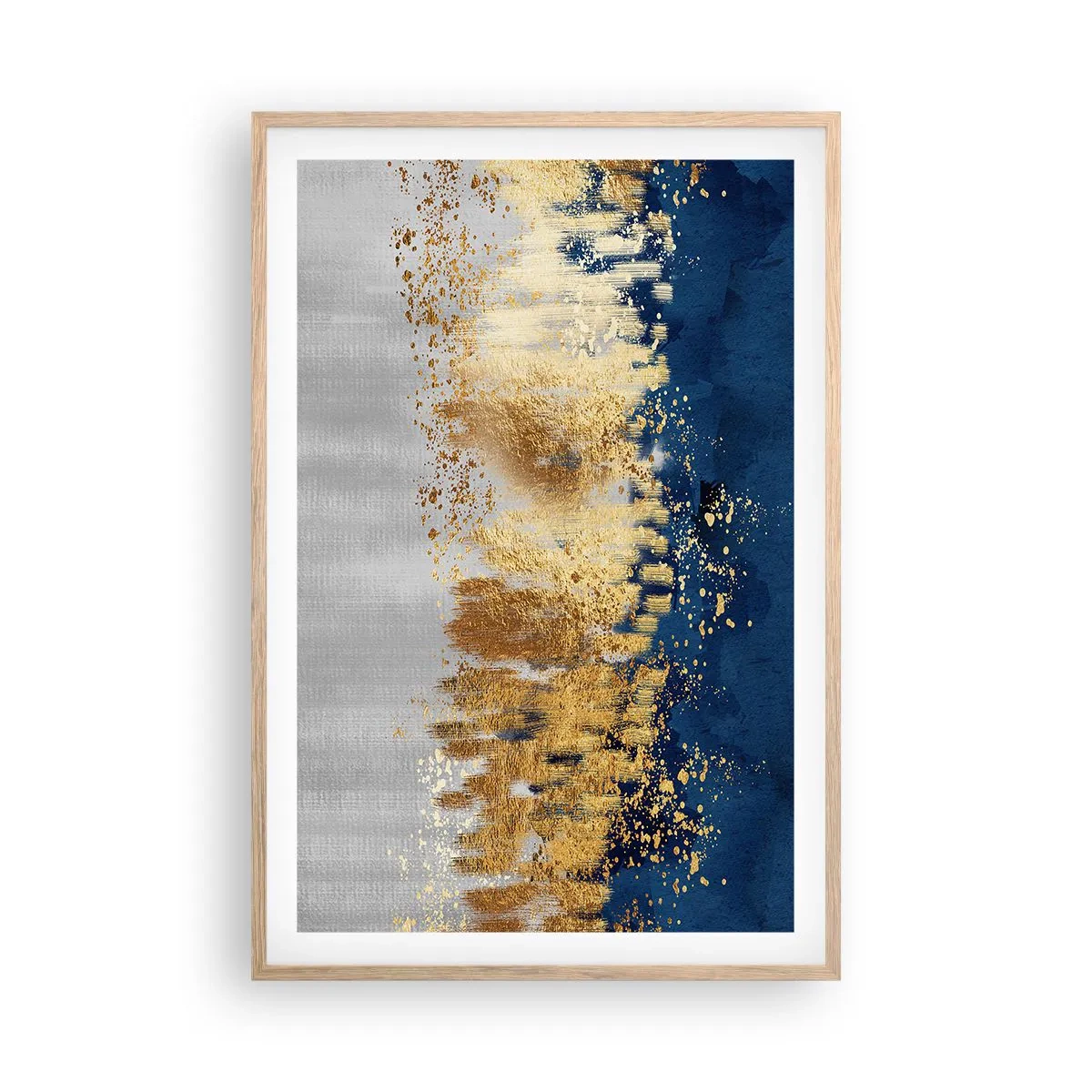 Plakat i ramme af lyst egetræ - Moderne komposition med gnist - 61x91 cm