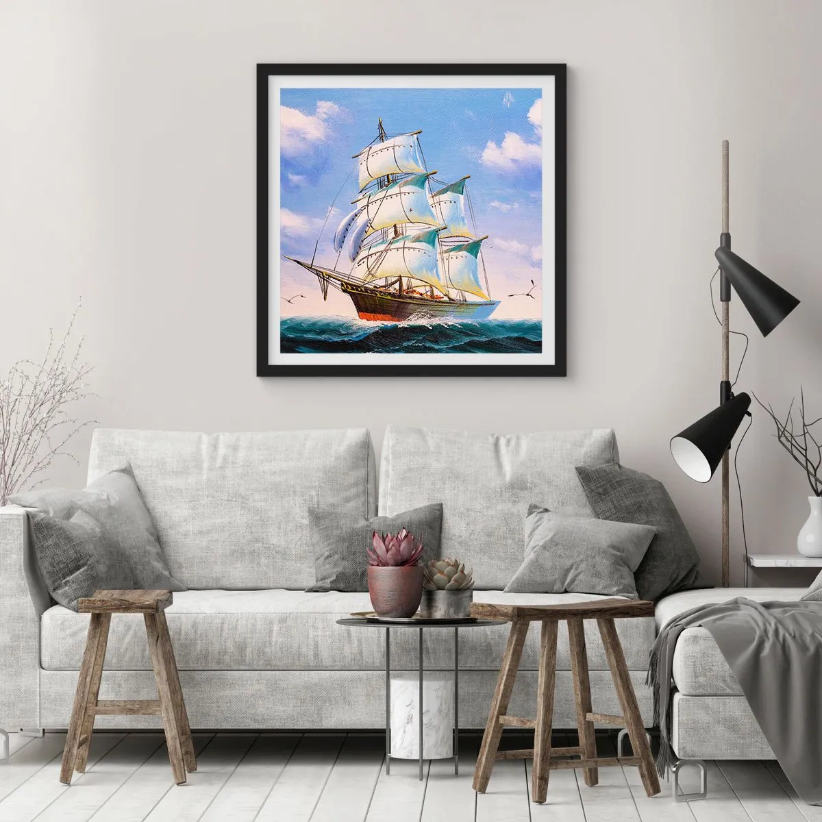 Plakat i sort ramme - Stolt med vinden - 40x40 cm