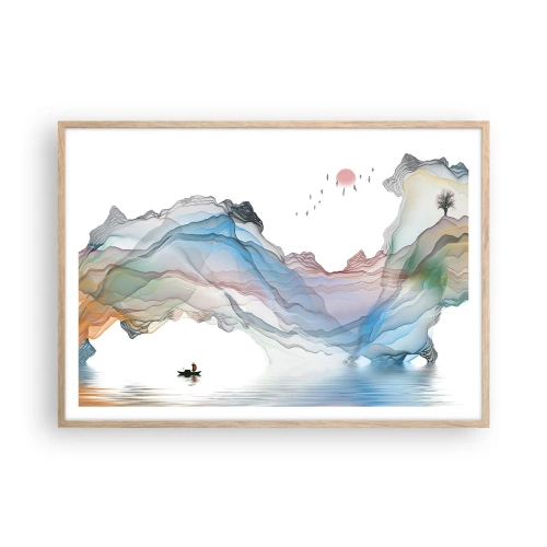 Plakat i ramme af lyst egetræ - Mod krystalbjergene - 100x70 cm