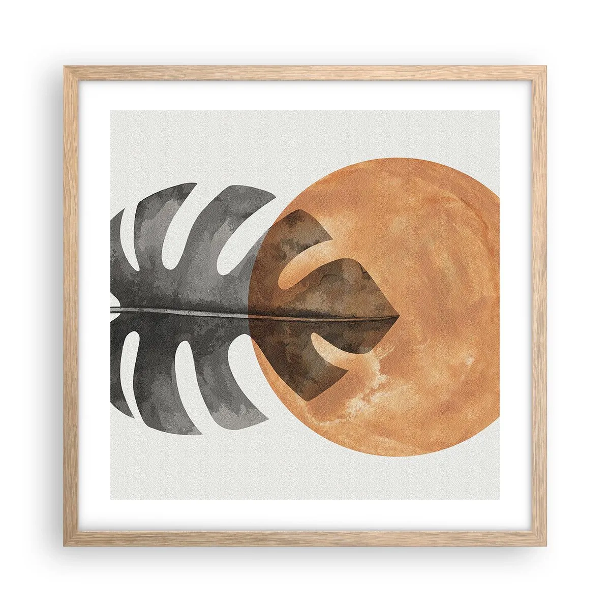 Plakat i ramme af lyst egetræ - Altid solen - 50x50 cm