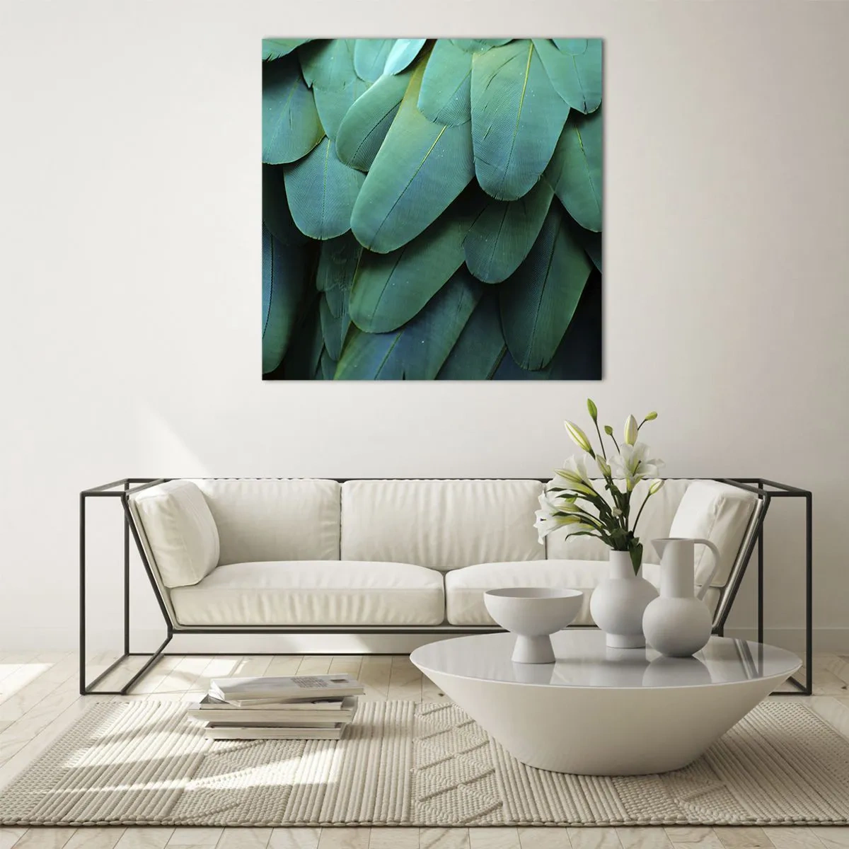 Billede på glas - Papegøjenaturens præcision - 50x50 cm