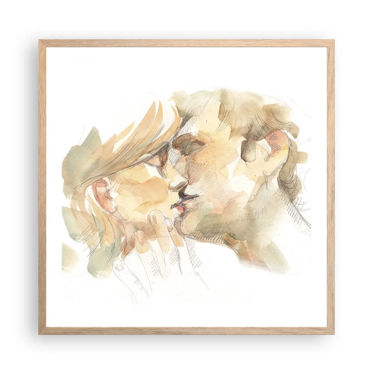 Plakat i ramme af lyst egetræ - Den fundne halvdel? - 60x60 cm