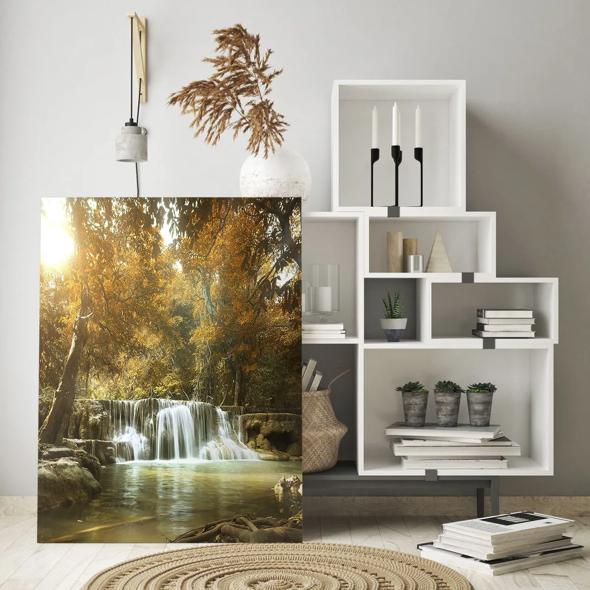 Billede på glas - Kaskade i parken - 70x100 cm