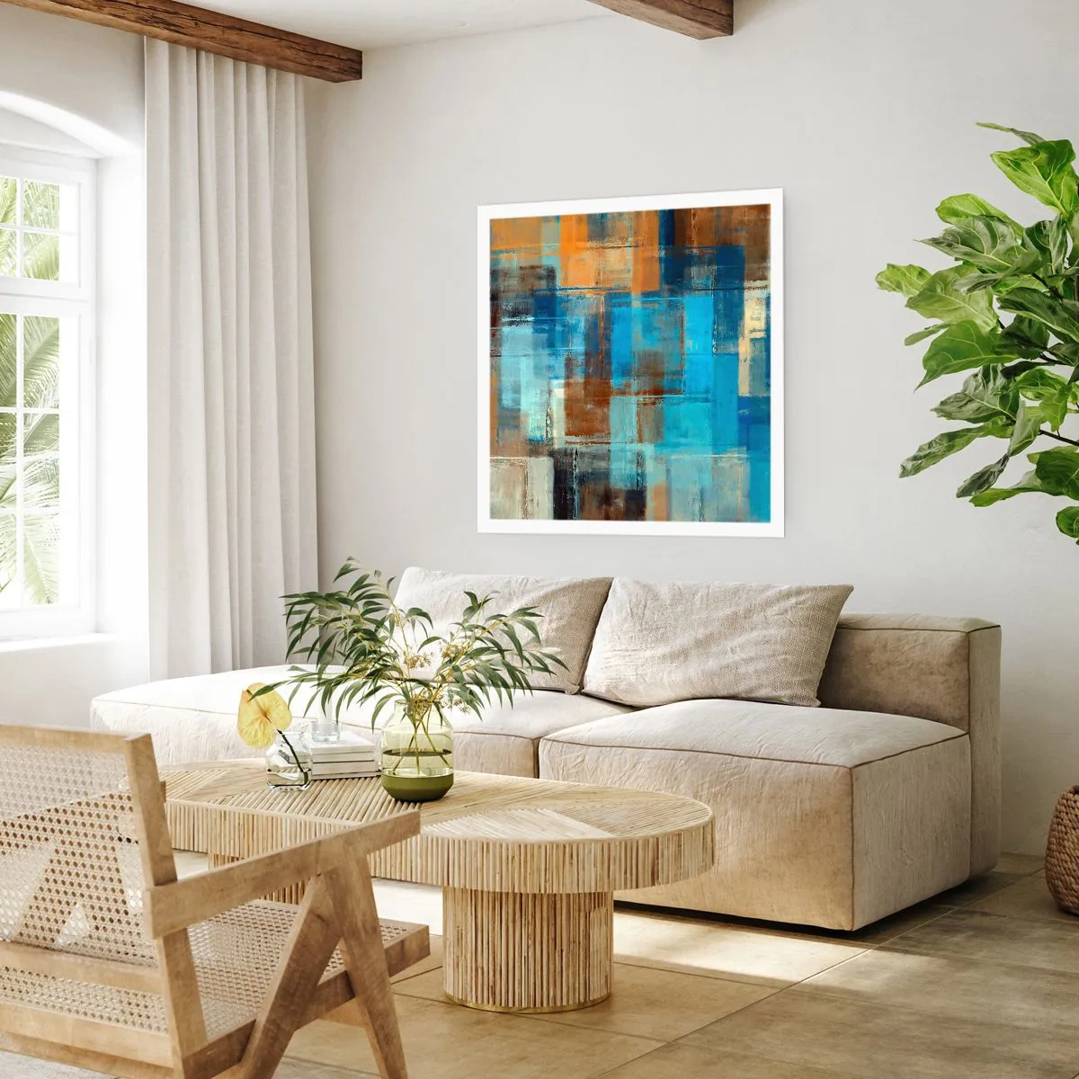 Plakat - Gennem det blå slør - 40x40 cm