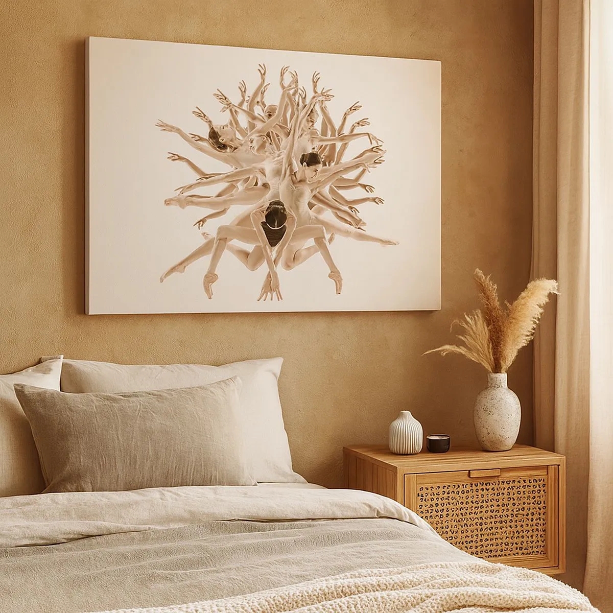 Lærredstryk - Billede på lærred - Abstrakt komposition af dansere i bevægelse - 70x50cm - Blomstrende i dans - Moderne vægdekoration til stue og soveværelse ARTTOR