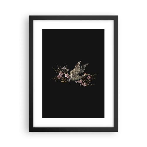 Plakat i sort ramme - Eksotisk broderet fugl - 30x40 cm
