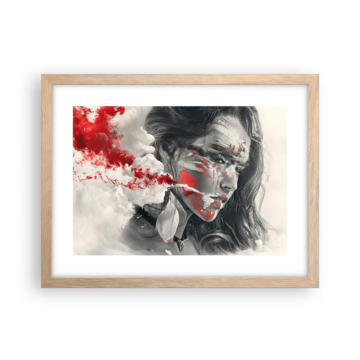 Plakat i ramme af lyst egetræ - I det absurdes damp - 40x30 cm