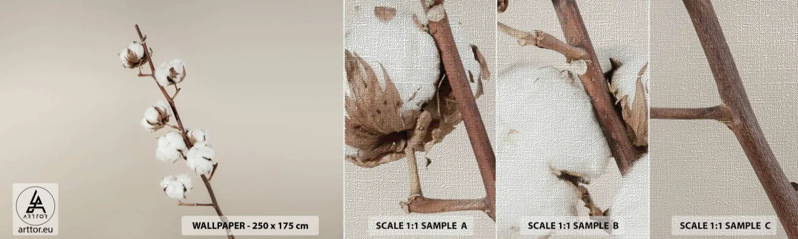 Prøve Fototapet Premium Canvas - Ved kilden til blødhed - Bomuldsblomst, Natur, Bomuld - 100x30 cm