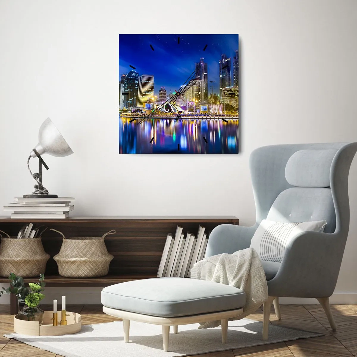 Vægur, Uret - Regnbuenat i metropolen - 40x40 cm