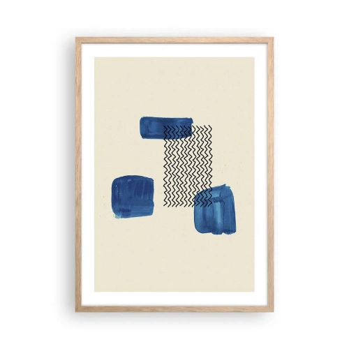 Plakat i ramme af lyst egetræ - Abstrakt kvartet - 50x70 cm