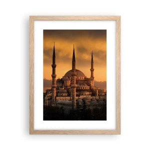 Plakat i ramme af lyst egetræ - Gud er stor - 30x40 cm