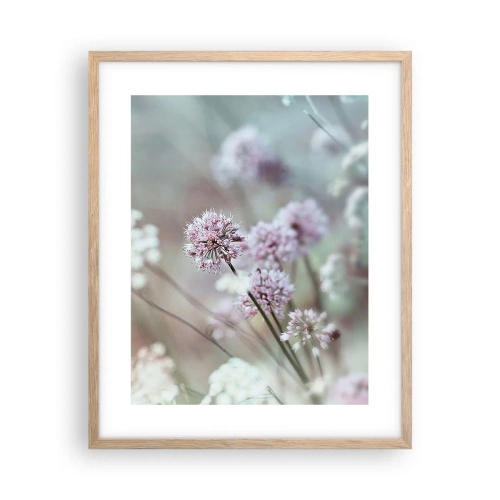 Plakat i ramme af lyst egetræ - Søde filigranurter - 40x50 cm