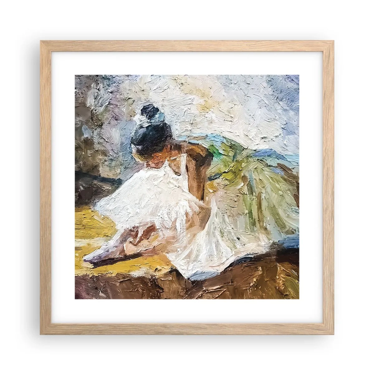 Plakat i ramme af lyst egetræ - Fra et maleri af Degas - 40x40 cm