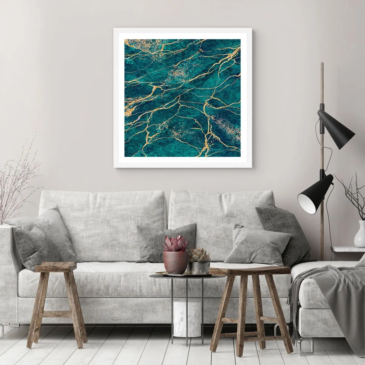 Plakat i hvid ramme - Guldåre - 50x50 cm