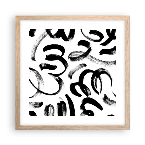 Plakat i ramme af lyst egetræ - I sort og hvidt - 40x40 cm