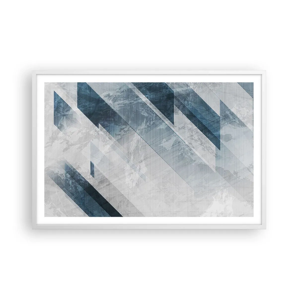 Plakat i hvid ramme - Rumlig komposition - bevægelse af gråtoner - 91x61 cm