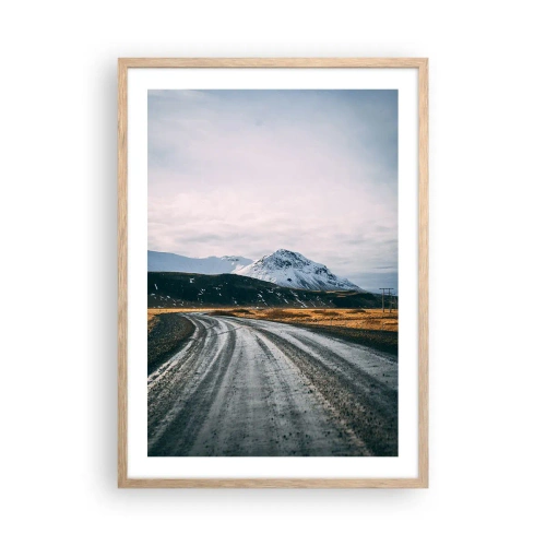 Plakat i ramme af lyst egetræ - I en islandsk atmosfære - 50x70 cm