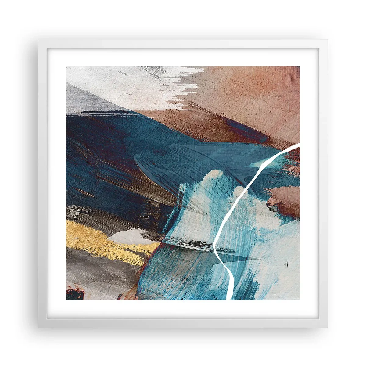 Plakat i hvid ramme - Med flair og energi - 50x50 cm