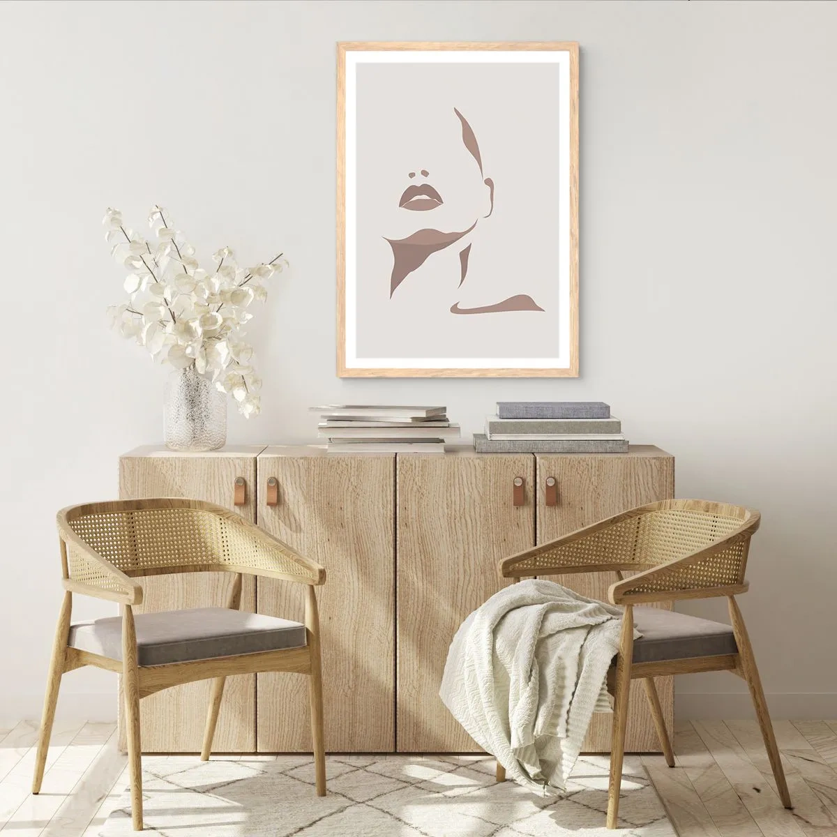 Plakat i ramme af lyst egetræ - Skabt af lys og skygge - 40x50 cm