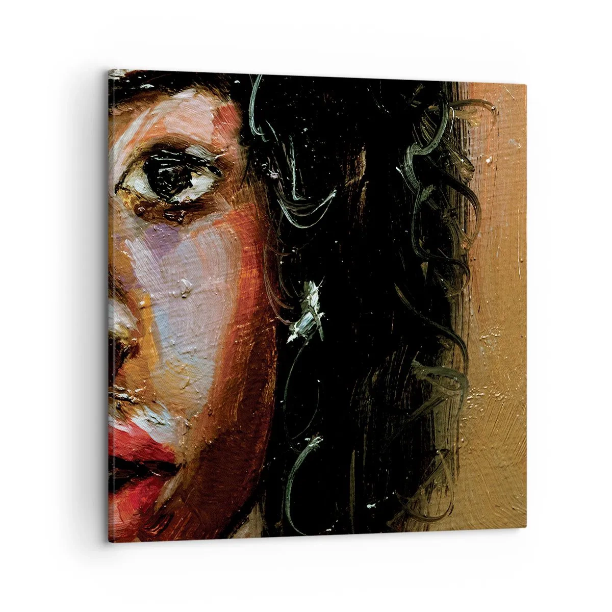Lærredstryk - Billede på lærred - Sort og glitter - 50x50 cm