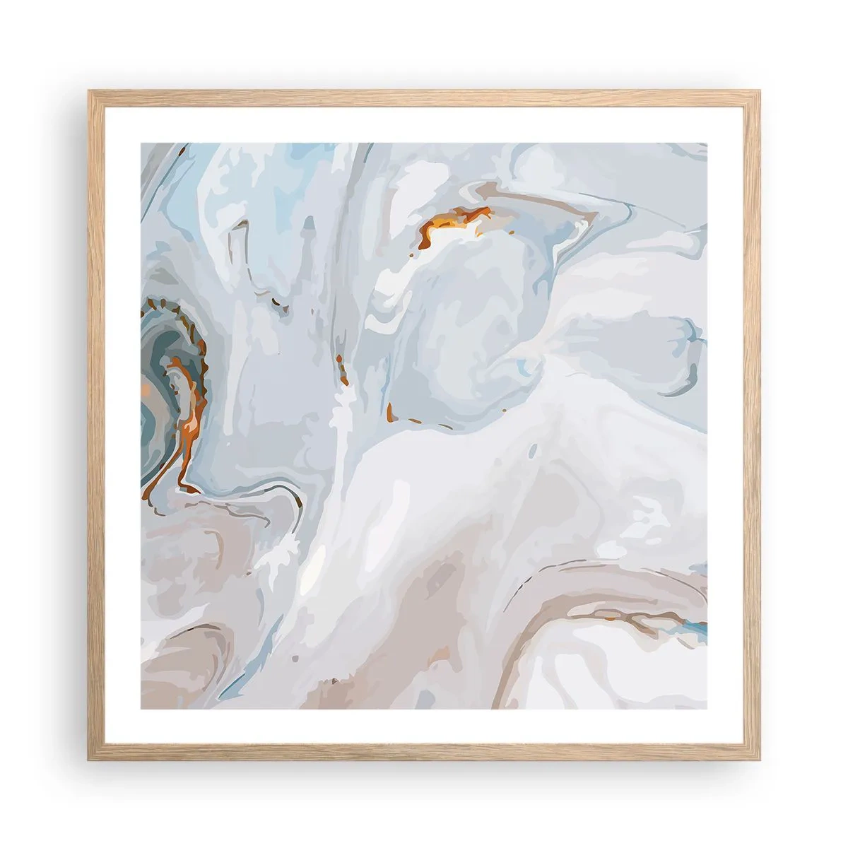 Plakat i ramme af lyst egetræ - Hvid opløftet - 60x60 cm