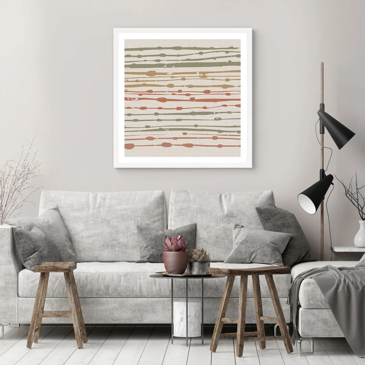 Plakat i hvid ramme - Musikalsk farvenotation - 60x60 cm