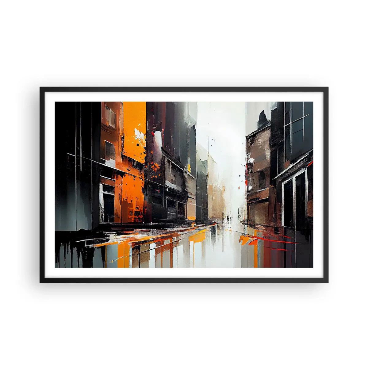 Plakat i sort ramme - Regnfuld dag - 91x61 cm