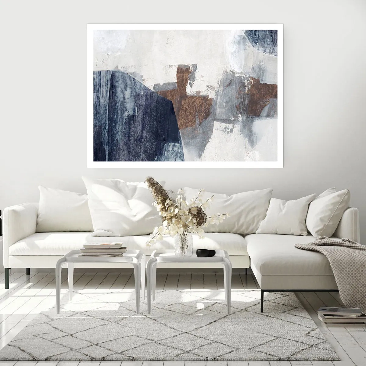 Plakat - Blåbrune former - 50x40 cm