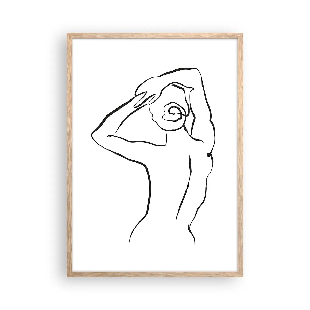 Plakat i ramme af lyst egetræ - Handling om morgenen - 50x70 cm
