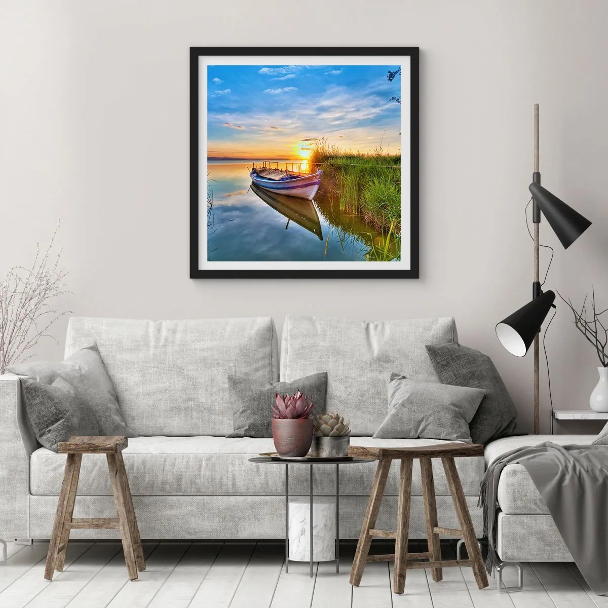 Plakat i sort ramme - Bugt med opfyldte drømme - 30x30 cm