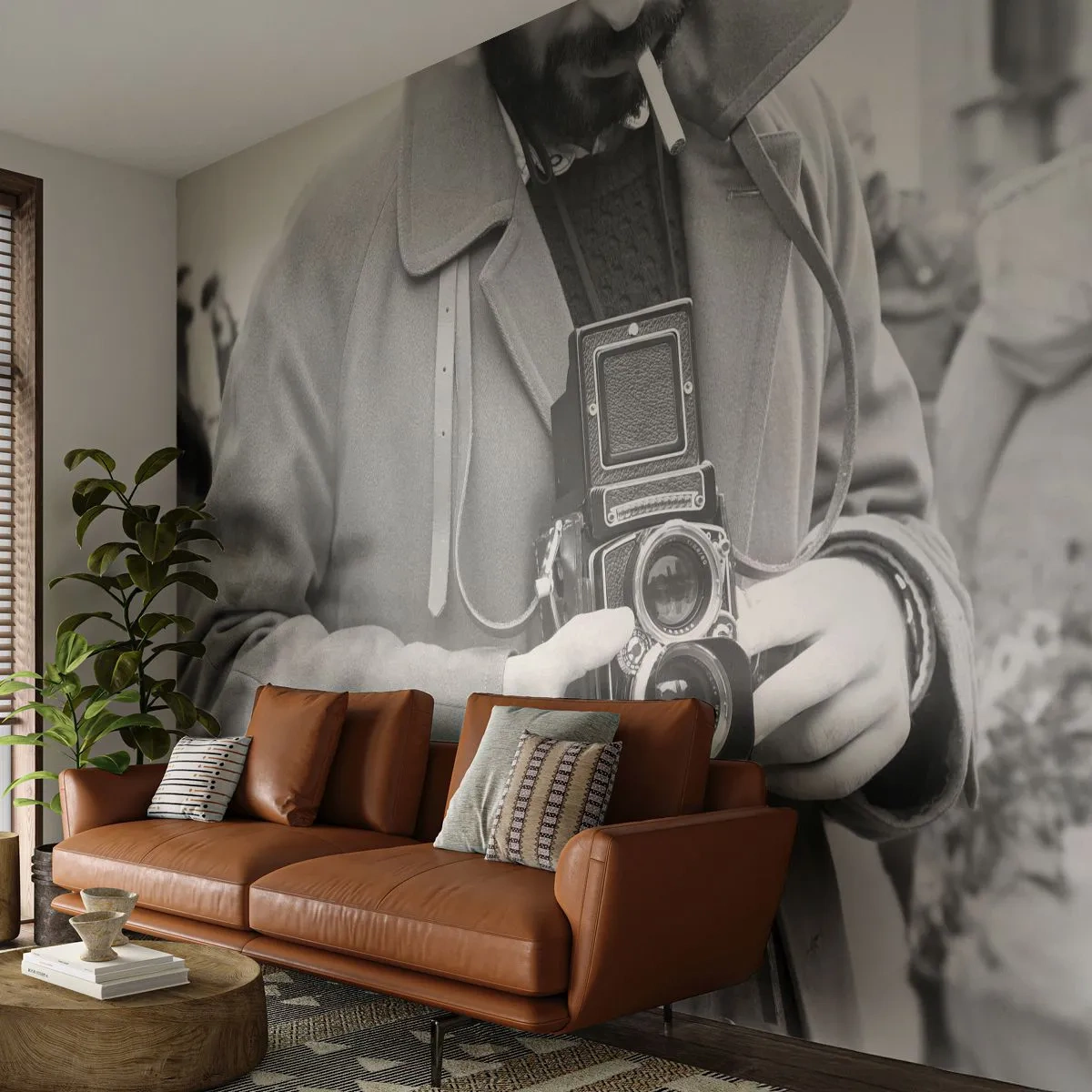 Fototapet Selvklæbende Deluxe Sticker - I retro stil - Kamera, Årgang, Kamera - 250x175 cm