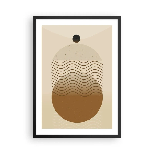 Plakat i sort ramme - Et minimalistisk mønster med bølger og geometriske former - 50x70cm - Om geometriske figurers oprindelse - Moderne vægdekoration til stue og soveværelse ARTTOR