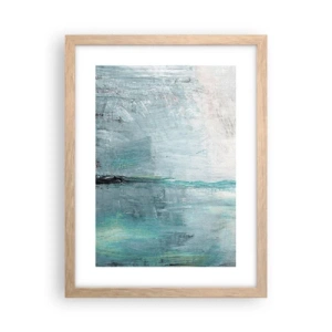 Plakat i ramme af lyst egetræ - Horisontalt med blå farve - 30x40 cm