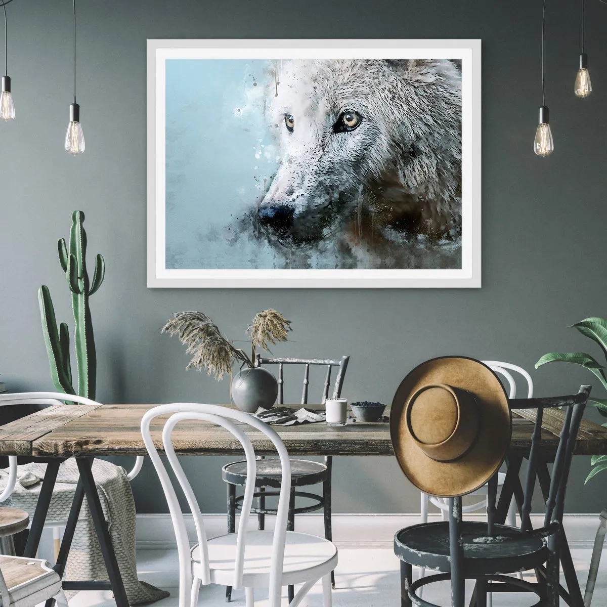 Plakat i hvid ramme - Mød ulvesjælen - 91x61 cm