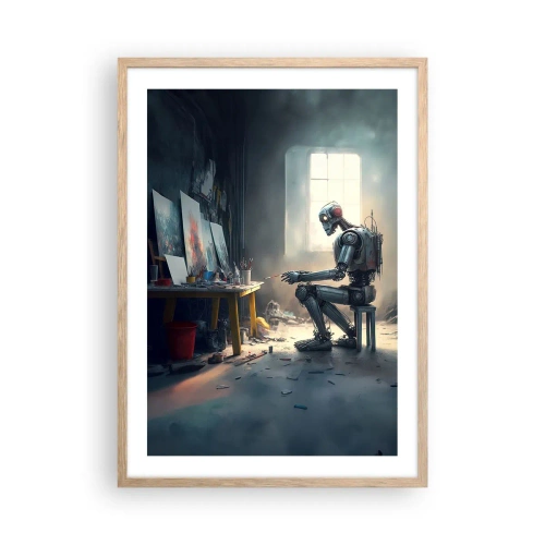 Plakat i ramme af lyst egetræ - Den skabende handling - 50x70 cm