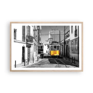 Plakat i ramme af lyst egetræ - Lissabons ånd - 91x61 cm
