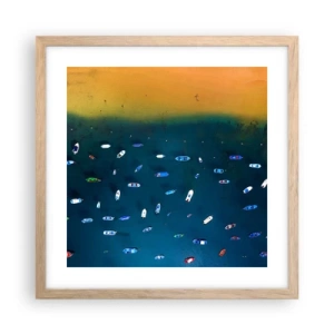 Plakat i ramme af lyst egetræ - En ferieleg - 40x40 cm