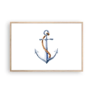 Plakat i ramme af lyst egetræ - Ahoj eventyr! - 91x61 cm