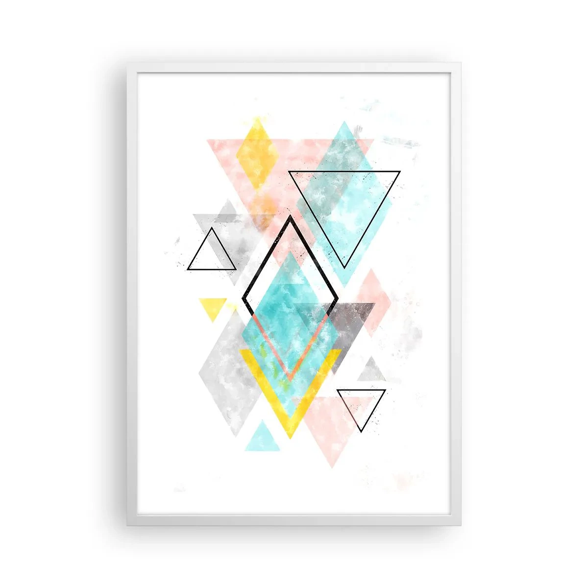 Plakat i hvid ramme - Geometrisk leg - 50x70 cm