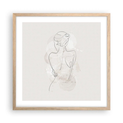 Plakat i ramme af lyst egetræ - Som et følsomt instrument - 50x50 cm