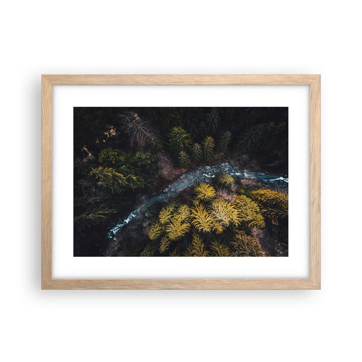 Plakat i ramme af lyst egetræ - Hurtigt, stadig hurtigere - 40x30 cm