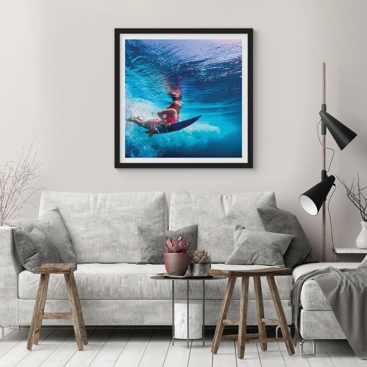 Plakat i sort ramme - Dybden af glæde - 40x40 cm