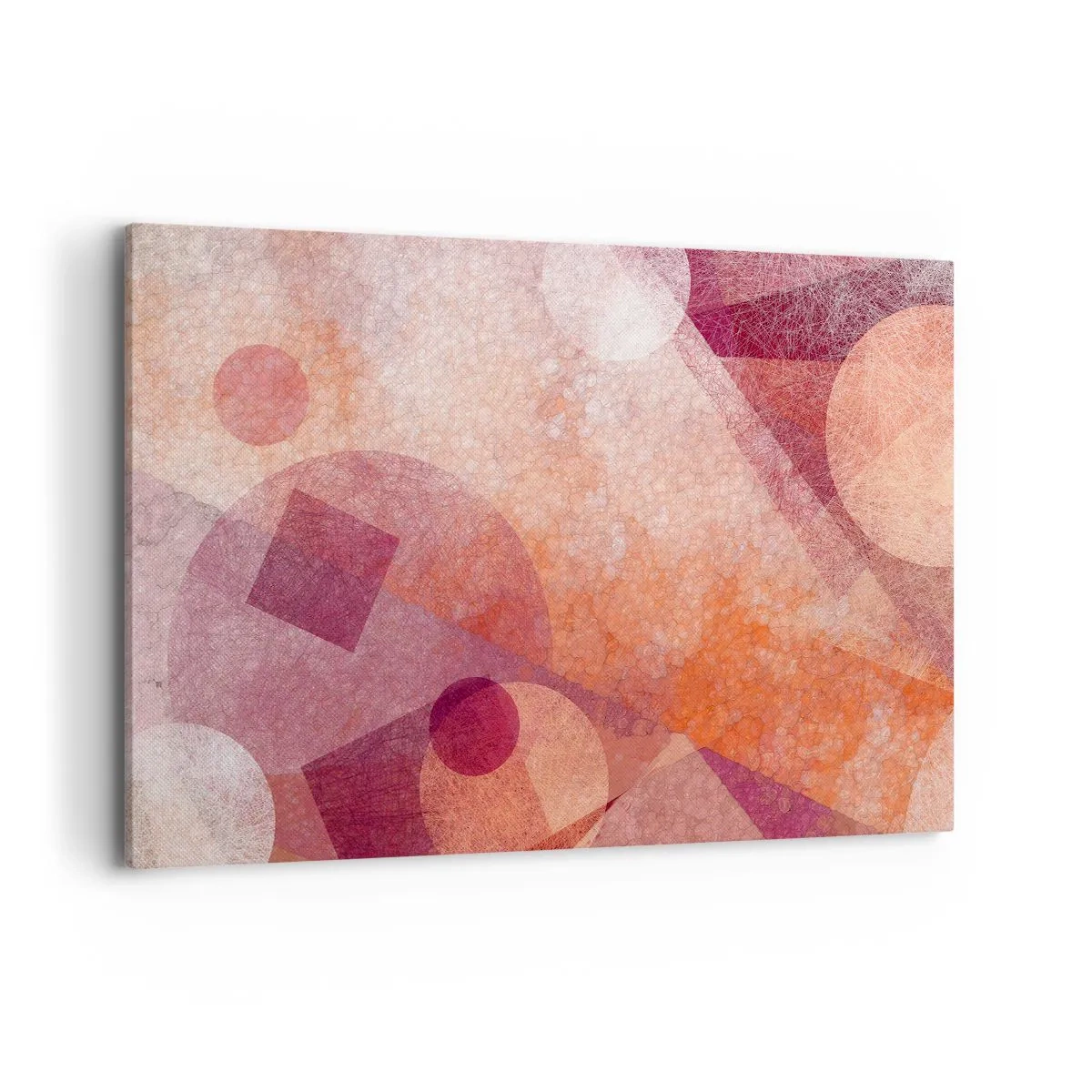 Lærredstryk - Billede på lærred - Geometriske transformationer i pink - 120x80 cm