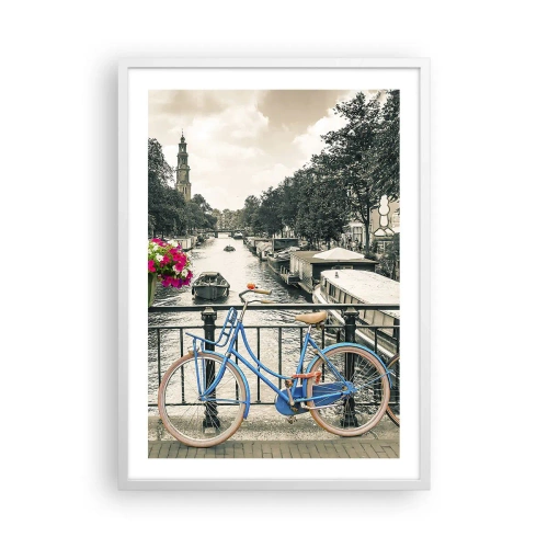 Plakat i hvid ramme - Farverne i Amsterdams gader - 50x70 cm