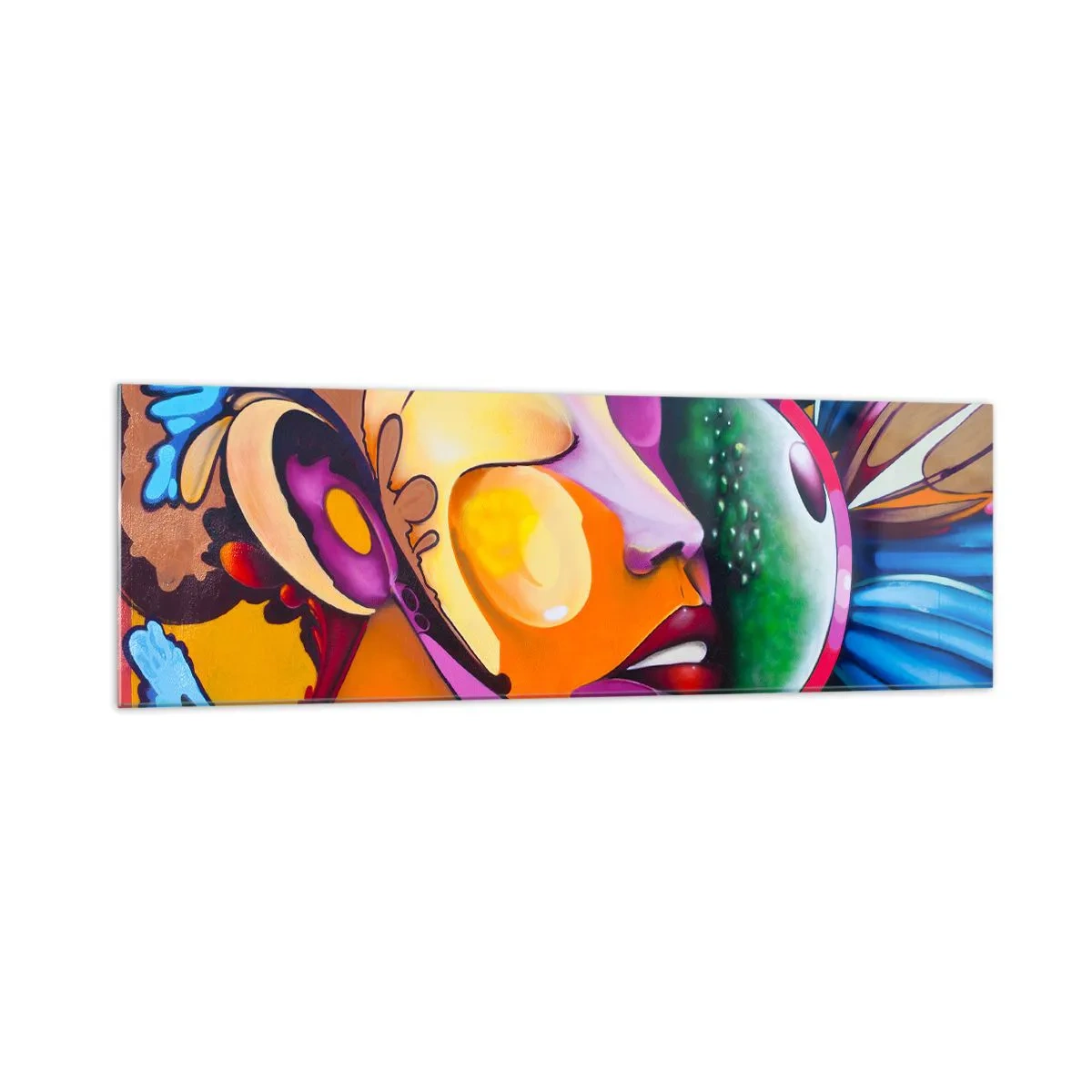 Billede på glas - Berør med farve - 160x50 cm