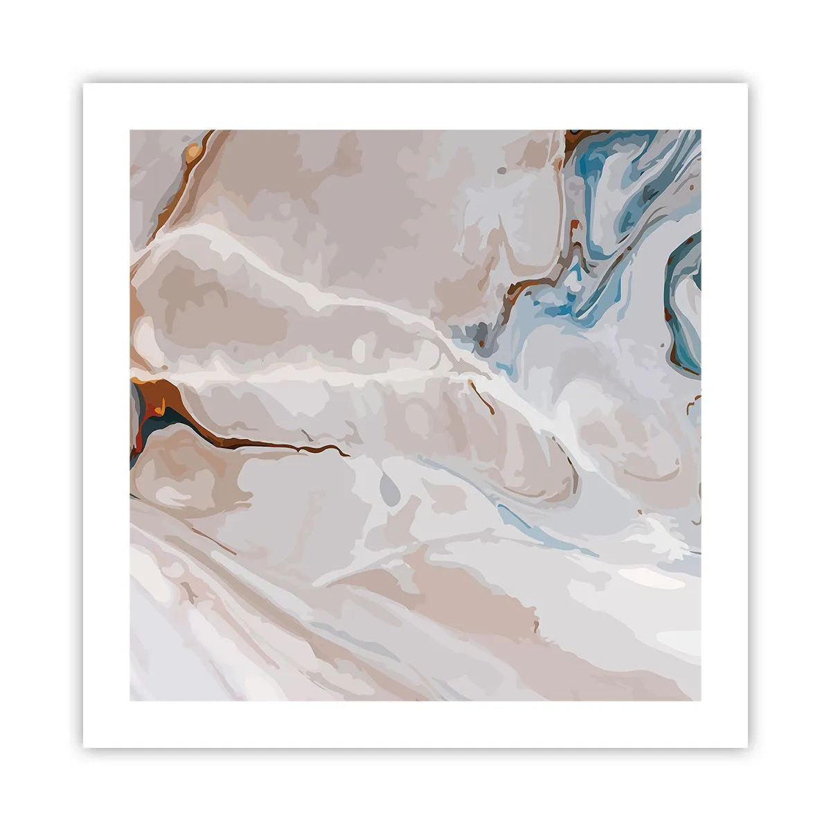 Plakat - Blå slynger sig under det hvide - 50x50 cm