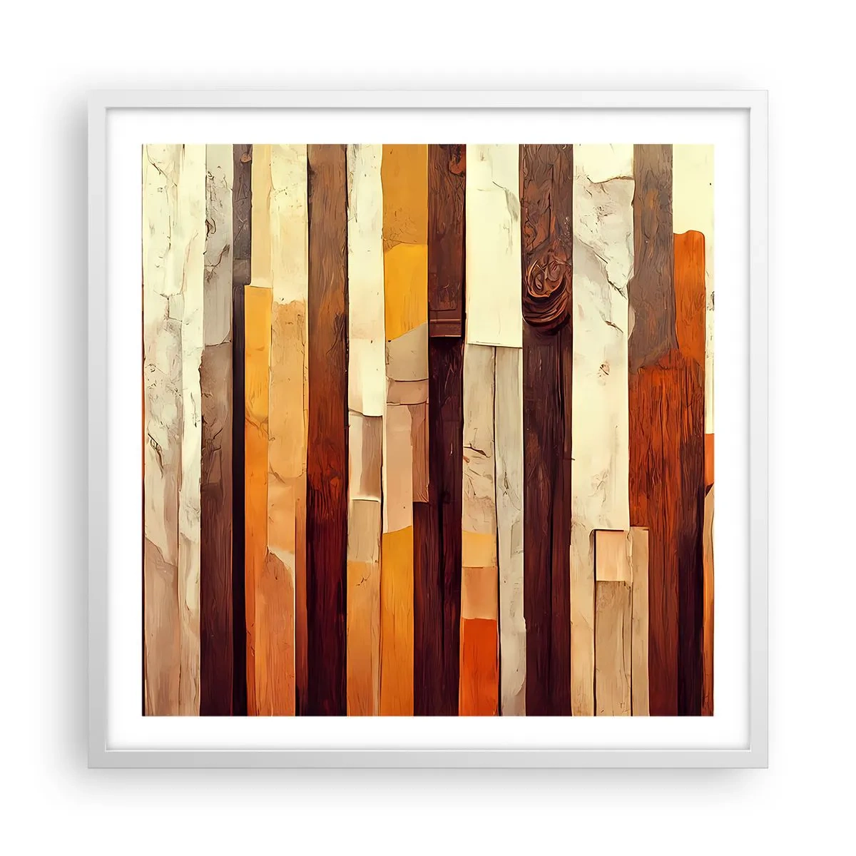 Plakat i hvid ramme - Hymne af skovens træer - 60x60 cm