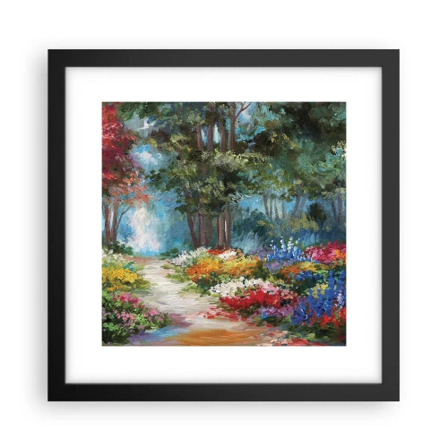 Plakat i sort ramme - Skovhave, blomsterskov - 30x30 cm