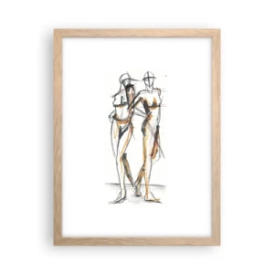 Plakat i ramme af lyst egetræ - En undersøgelse af charme - 30x40 cm