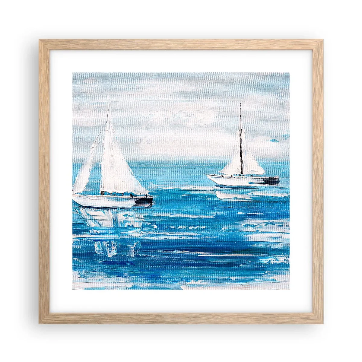 Plakat i ramme af lyst egetræ - Med en ven ved din side - 40x40 cm